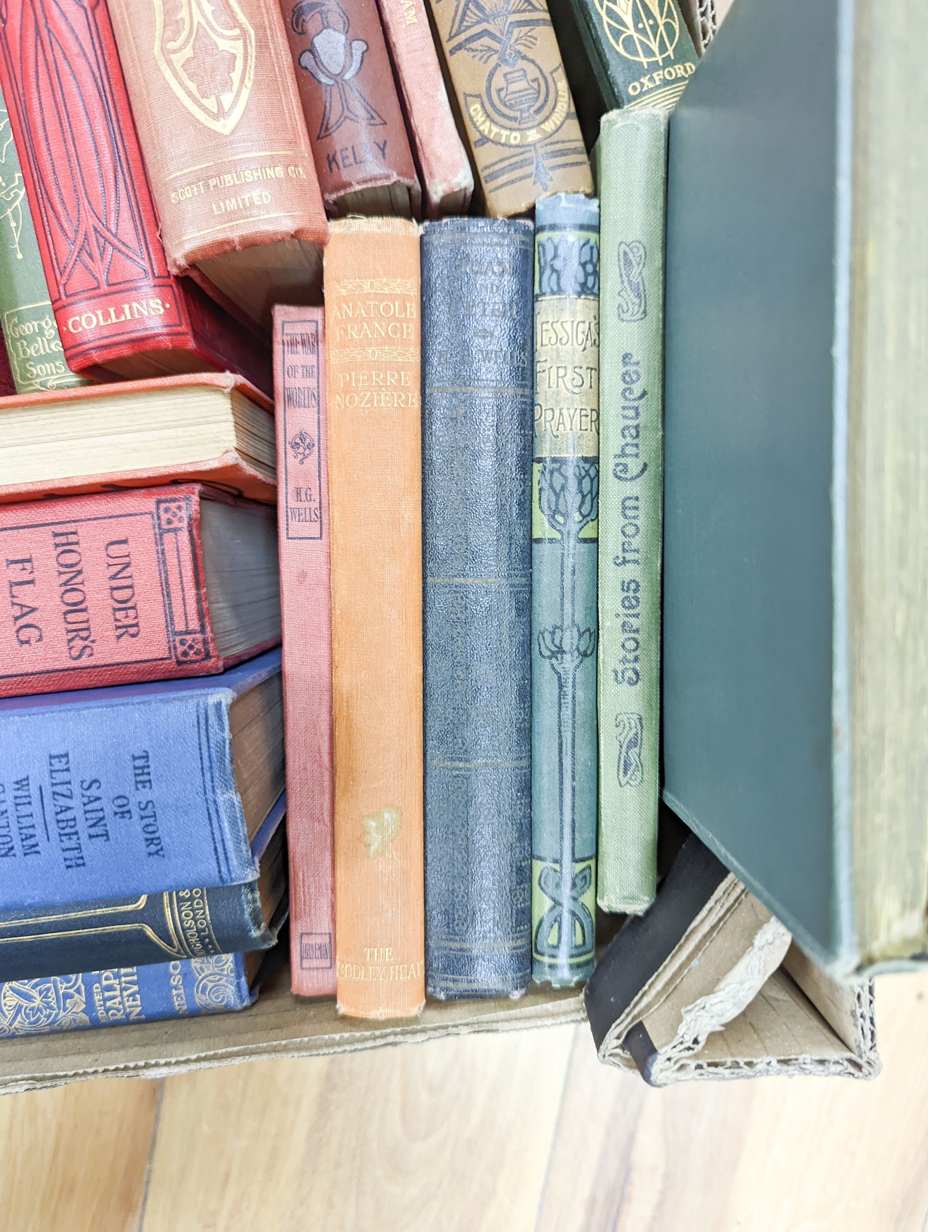 A collection of 33 late 19th/early 20th century works with Art Nouveau decorated bindings, consisting of poetry and fiction.